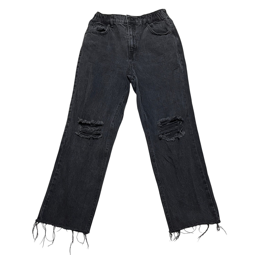 Vanilla Star Jeans Womens 5 Black Distressed High Rise Straight Leg V23533-6‎